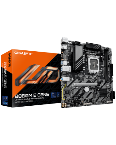 Материнская плата Gigabyte B860M E GEN5 B860, LGA1851, 2*DDR5, 1*PCIEx16, 1*PCIEx1, 2*M.2 6*USB3.2Gen1, 6*USB2.0, 4*SATA3.0, 1G,