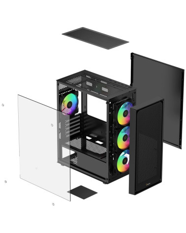 Корпус для ПК Ocypus Gamma-C50-BKG400XX-GL Case Gamma C50 BK ARGB mATX / win / black / 4 ARGB fans / noPSU