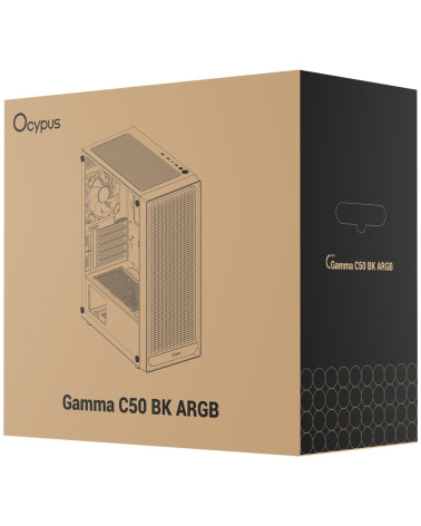 Корпус для ПК Ocypus Gamma-C50-BKG400XX-GL Case Gamma C50 BK ARGB mATX / win / black / 4 ARGB fans / noPSU