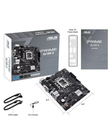 Материнская плата ASUS PRIME H610M-D LGA1700 mATX 2xDDR5 PCIEx16 PCIEx1 M.2 HDMI VGA GLAN