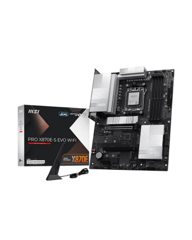 Материнская плата MSI PRO X870E-S EVO WIFI X870E, AM5, 4*DDR5, 2*PCIEx16, 1*PCIEx1, 3*M.2, 2*TypeC, 2*USB3.2Gen2, 6*USB3.2Gen1, 