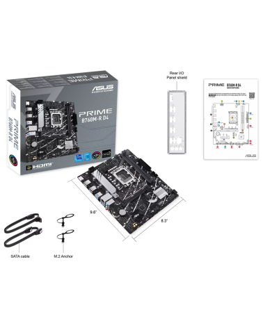 Материнская плата ASUS PRIME B760M-R D4 LGA1700 mATX 2xDDR4 PCIEx16 2xPCIEx1 2xM.2 HDMI 2.5GLAN