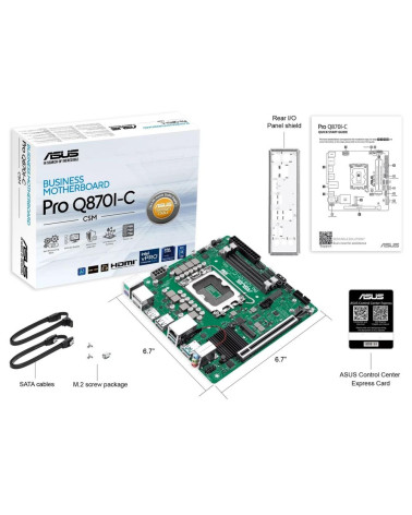 Материнская плата ASUS PRO Q870I-C-CSM LGA1851 mini-ITX 2xDDR5 PCIEx16 M.2 USB-C 2xDP HDMI GLAN