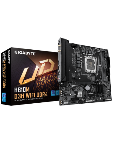 Материнская плата Gigabyte H610M D3H WIFI DDR4 H610, LGA1700, 2*DDR4, 1*PCIEx16, 1*PCIEx1, 2*M.2 4*USB3.2Gen1, 8*USB2.0, 4*SATA3
