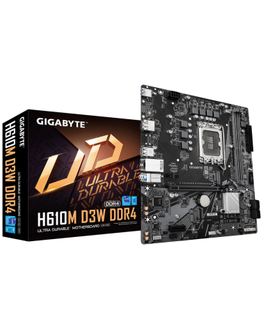 Материнская плата Gigabyte H610M D3W DDR4 H610, LGA1700, 2*DDR4, 1*PCIEx16, 1*PCIEx1, 2*M.2, 1*TypeC, 3*USB3.2Gen1, 6*USB2.0, 4*