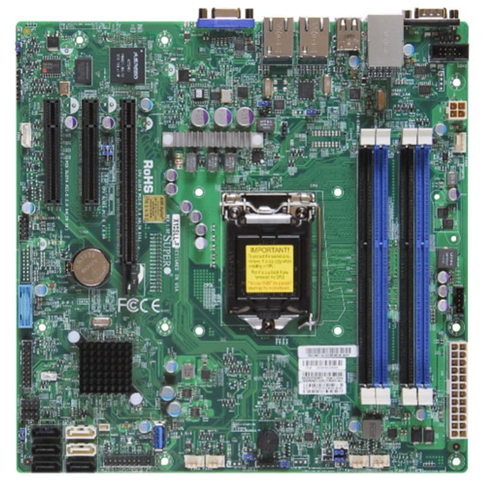 Материнская плата SuperMicro MBD-X10SLL-F-O, RTL Micro-ATX LGA 1150 Intel® C222 Express PCH 2 SATA3 (6Gbps) port 4 SATA2 (3Gbps) ports 6 USB 2.0 ports 2 USB 3.0 ports 1 VGA port 1 PCI-E 3.0 x8 (in x16 slot) 1 PCI-E 3.0 x8 1 PCI-E 2.0 x4