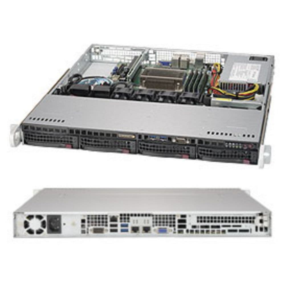 Платформа системного блока SuperMicro SYS-5019S-M 1U Rackmount SC813MFTQC-350CB X11SSH-F LGA1151 4xDDR4 4xSATA3 4xUSB3.0 2xUSB2.0 VGA PCI-E3.0x8(inx16) AOC M.2