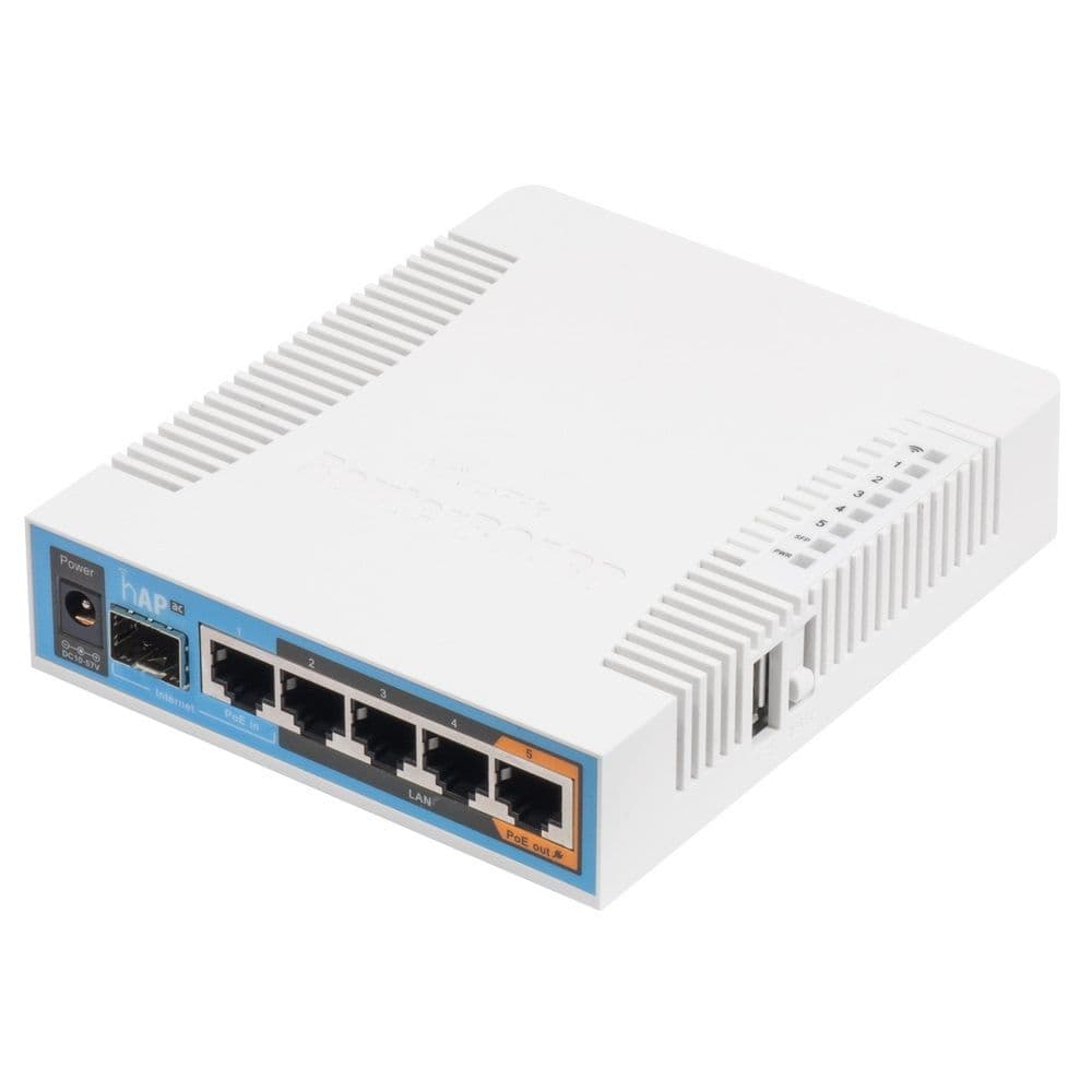 Точка доступа Wi-Fi MIKROTIK RB962UiGS-5HacT2HnT hAP ac Wi-Fi router. 802.11b/g/n/AC 2.4GHz/5GHz, 5x Ethernet 10/100/1000, USB, PoE