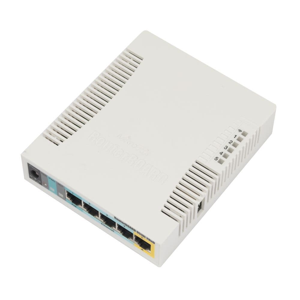 Маршрутизатор MIKROTIK RB951Ui-2HnD Wi-Fi router. 802.11b/g/n 2.4GHz, 5x Ethernet 10/100, PoE, USB