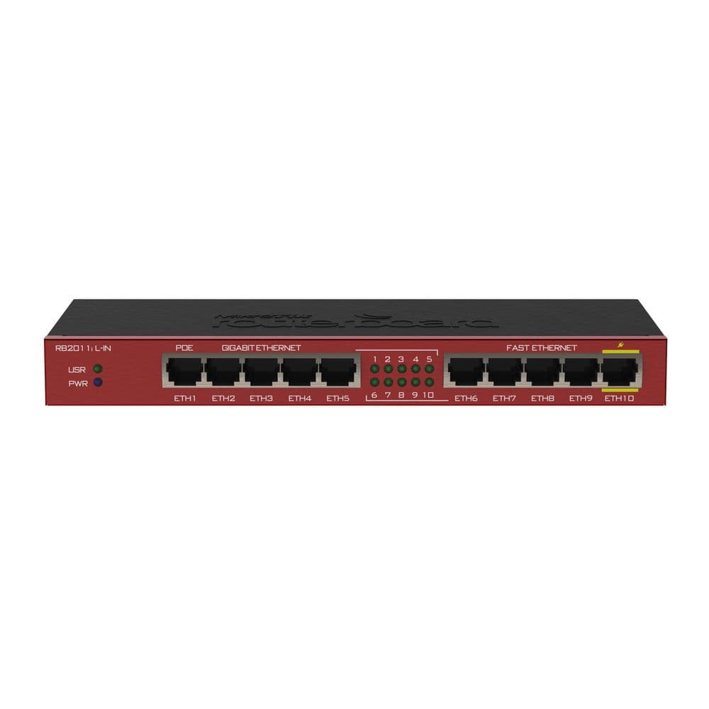 Маршрутизатор MIKROTIK RB2011iL-IN Router. Ethernet 5x 10/100 + 5x 1000. PoE