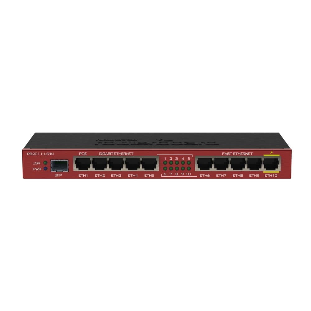 Маршрутизатор MIKROTIK RB2011iLS-IN Router. Ethernet 5x 10/100 + 5x 1000 +SFP. PoE
