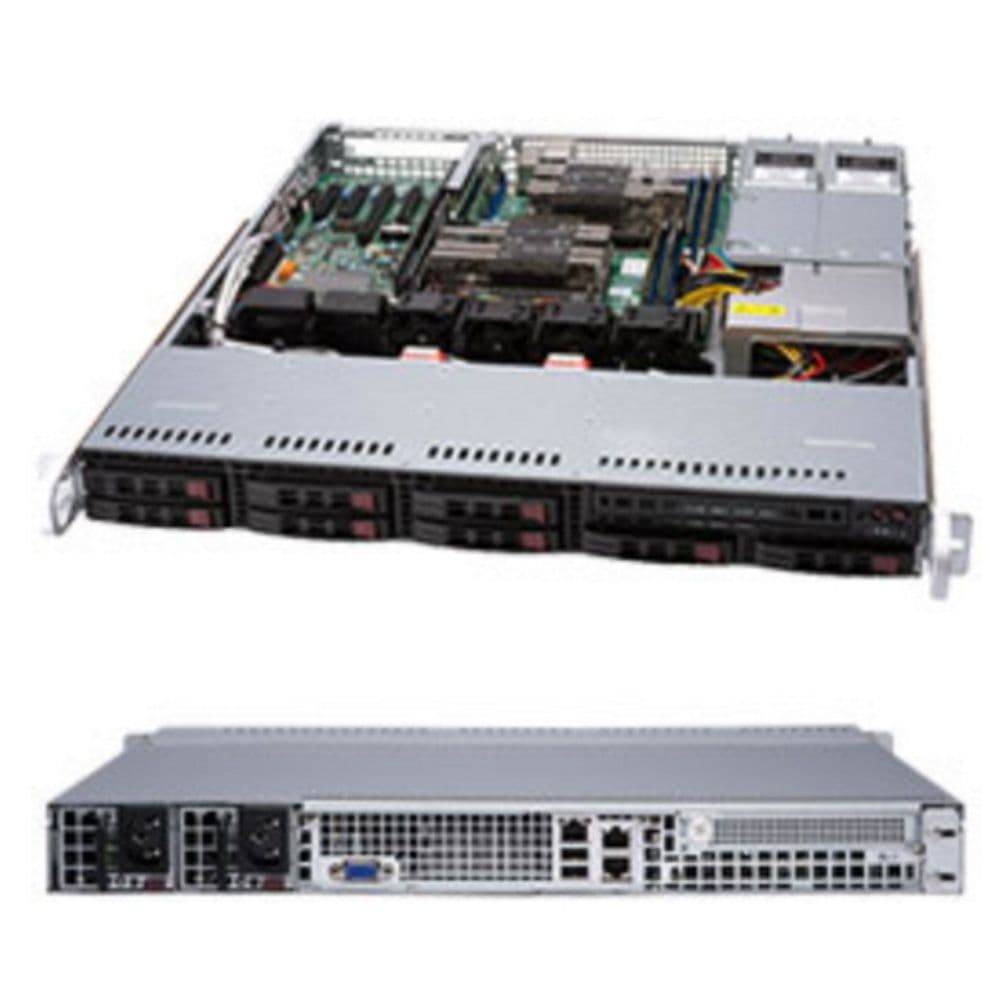 Платформа системного блока SuperMicro SYS-1029P-MTR 1U, 2xLGA3647 (up to 140W), iC621, 8xDDR4, up to 8x2.5, 2x1GbE, 1x PCIEx8, 2x800W (CSE-113MFAC2-R608CB X11DPL-i)