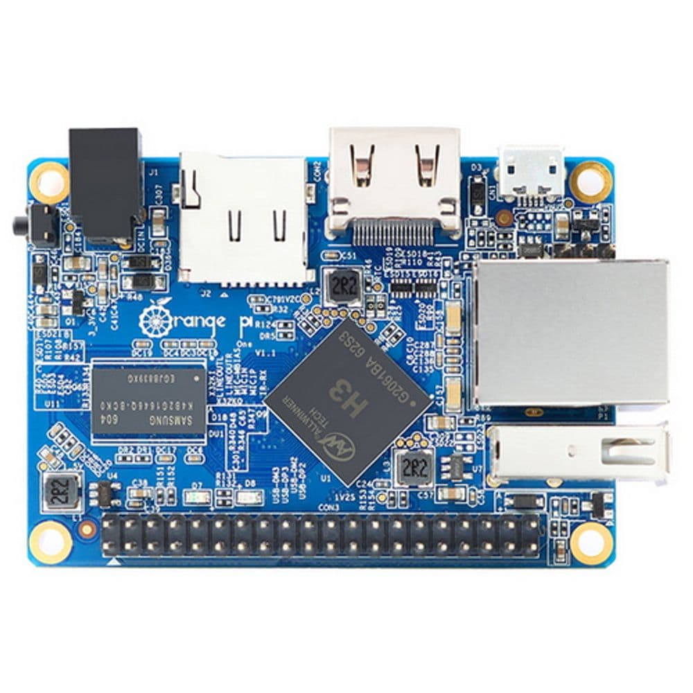Одноплатный компьютер Orange Pi One (RD001), Allwinner H3 1.6GHz, 512Mb, HDMI, LAN, 1xUSB, microSD, 40xGPIO