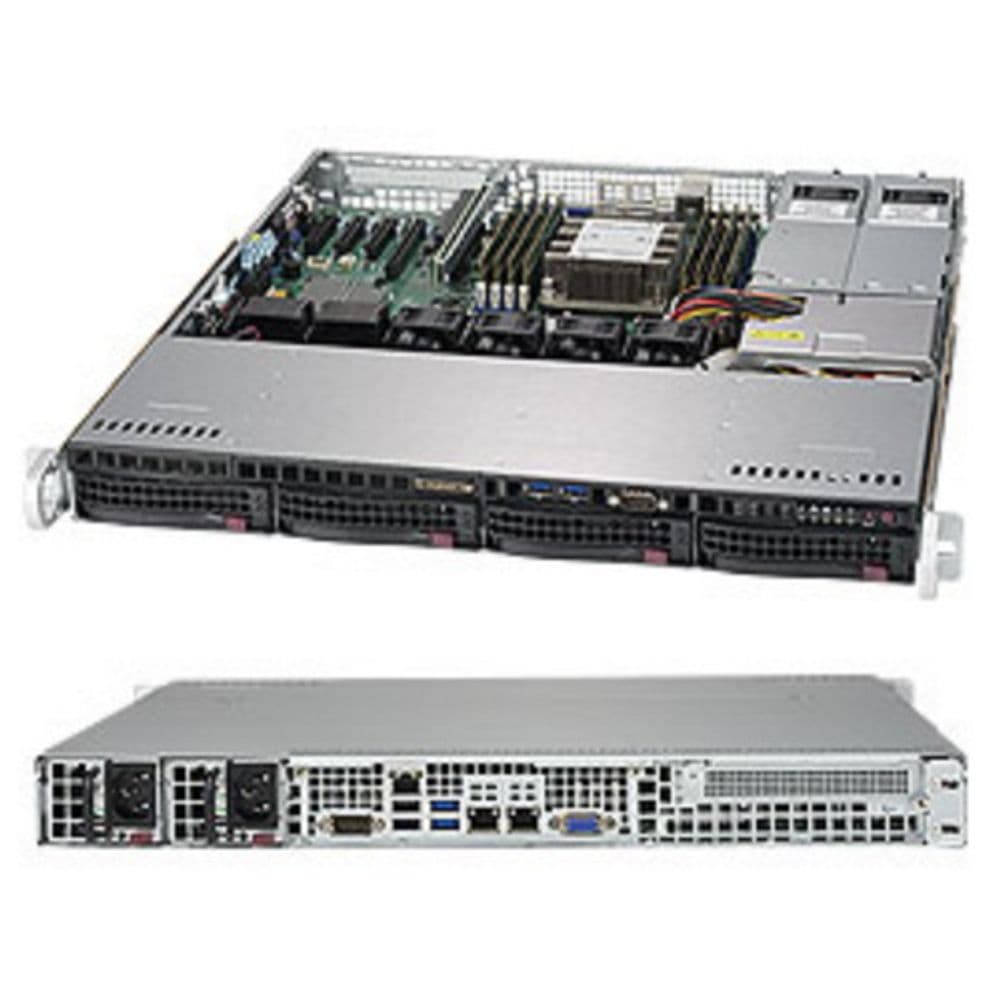 Платформа системного блока SuperMicro SYS-5019P-MTR 1U, 1xLGA3647, iC621, 8xDDR4, up to 4x3.5, 2x10GbE, IPMI, 2x400W (CSE-813MFTQC-R407CB X11SPi-TF)