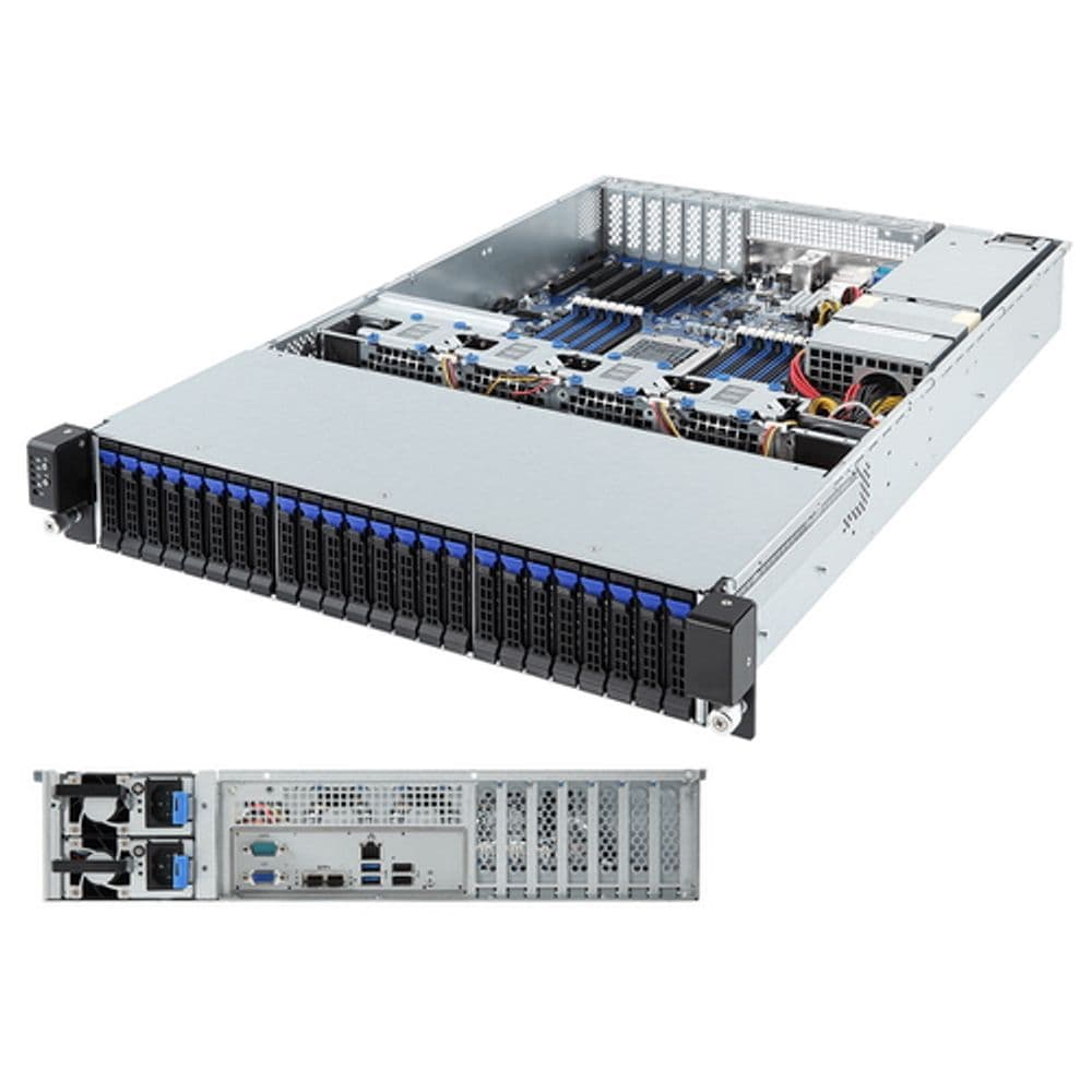 Платформа системного блока Gigabyte R271-Z31 EPYC 2U, Socket SP3, 16 x DDR4, 24 x 2.5" SAS, SATA, 2x10 Gigabit Ethernet 10 Гбит/с 800 Вт