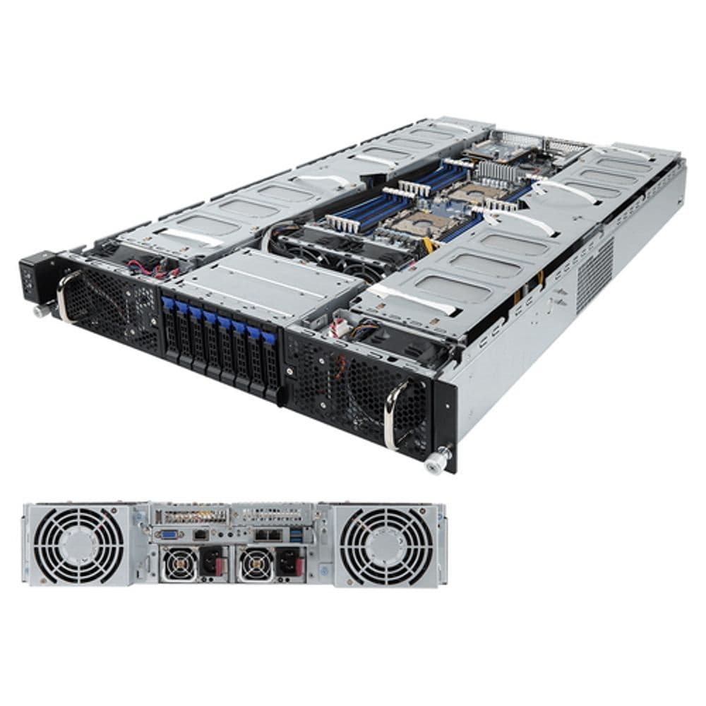 Платформа системного блока Gigabyte G291-281 (rev. 100) 2U 8x Dual Slot GPU (PCIE Gen 3), Dual Intel® Xeon® Scalable, 24x RDIMM/LRDIMM «DDR4, 2x 10Gb/s BASE-T (i550-AM), Aspeed AST2500, 8x 2.5» NVMe/SATA HS HDD/SSD, 2xPCIe Gen3 x16 LPHL, 2x2000W»