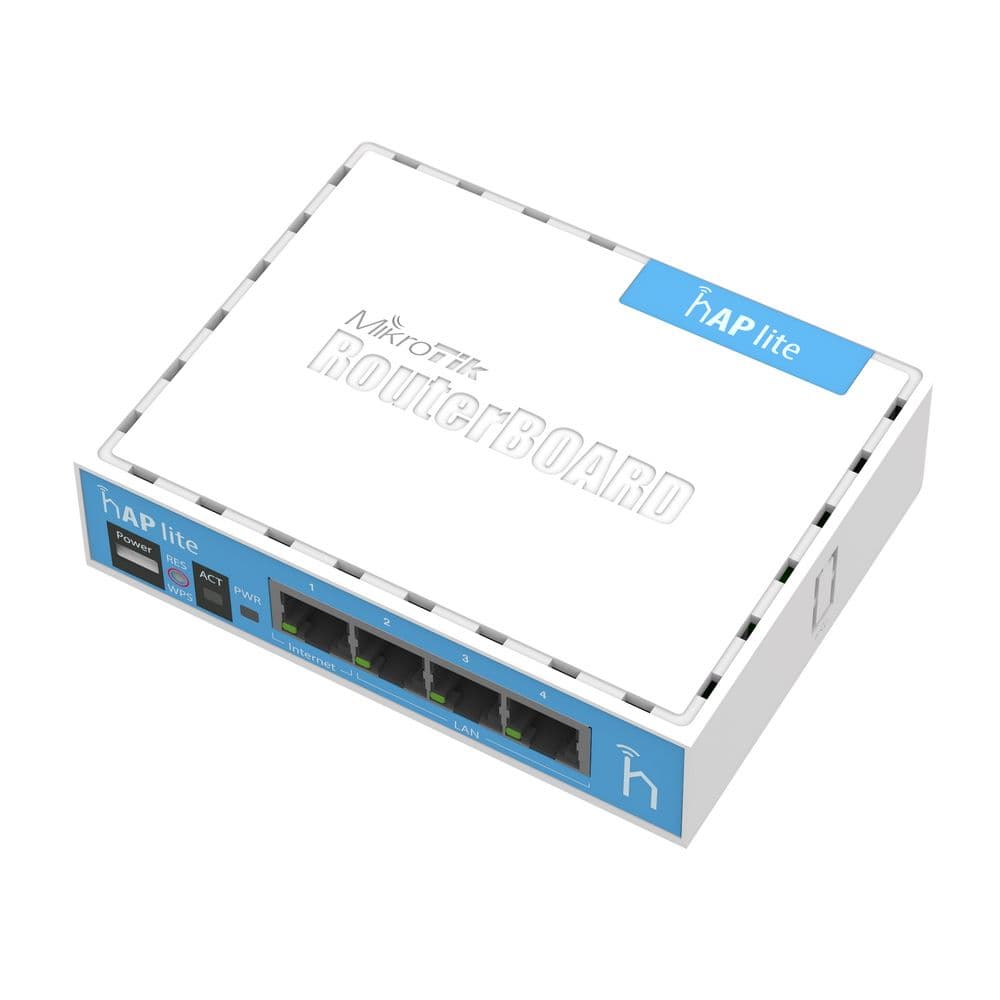 Точка доступа Wi-Fi MIKROTIK RB941-2nD hAP Lite classic 650MHz CPU, 32MB RAM, 4xLAN, built-in 2.4Ghz 802.11b/g/n 2x2 two chain wireless with integrated antennas, RouterOS