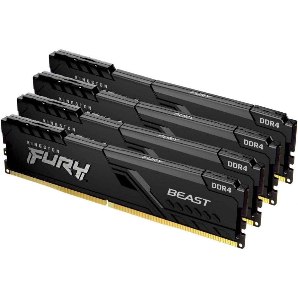 Модуль памяти Kingston 128GB Kingston DDR4 3200 DIMM FURY Beast Black Gaming Memory KF432C16BBK4/128 Non-ECC, CL16, 1.35V, KF432C16BBK4/128 2Gx8 (Kit of 4), RTL
