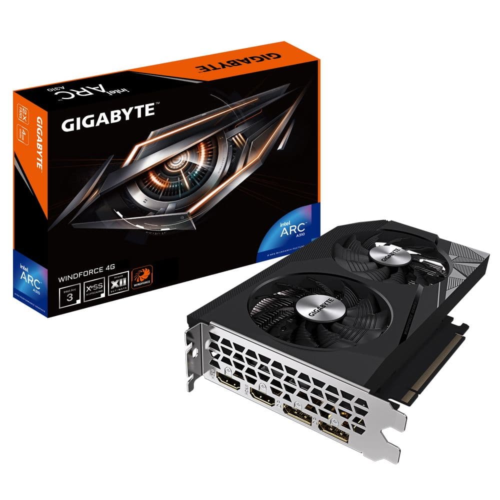 Видеокарта Gigabyte Arc A310 WINDFORCE 4GB GDDR6 64bit 2xDP 2xHDMI 2FAN RTL