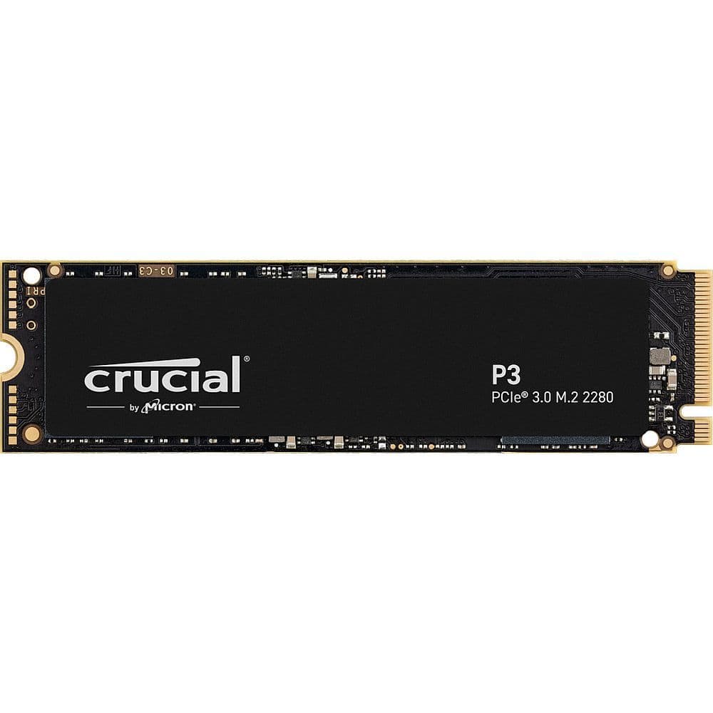 Твердотельный накопитель SSD Crucial P3, 2000GB, M.2(22x80mm), NVMe, PCIe 3.0 x4, QLC, R/W 3500/3000MB/s, TBW 440, DWPD 0