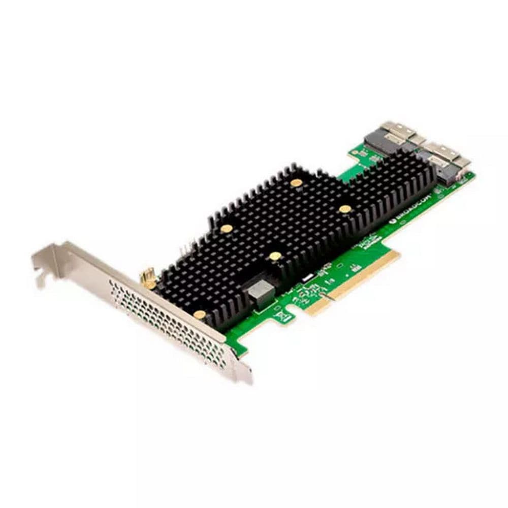HBA-адаптер Broadcom 9620-16i SGL (05-50111-02) PCIe v4 x8 LP, Tri-Mode SAS/SATA/NVMe 24G eHBA, 16port (2*int SFF8654), RAID 0/1/10, SAS4016 IOC, RTL