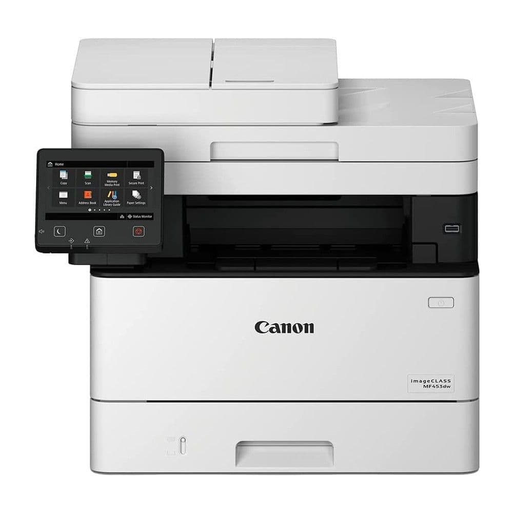 МФУ Canon i-Sensys MF453dw А4, лазерное, черно-белое, 38стр/мин, 1200dpi, 800МГц, 1024Мб, 50АПД, 250+100, WiFi/AirPrint/USB/Ethernet, 3100стр/картридж, (5161C007) Bad Pack
