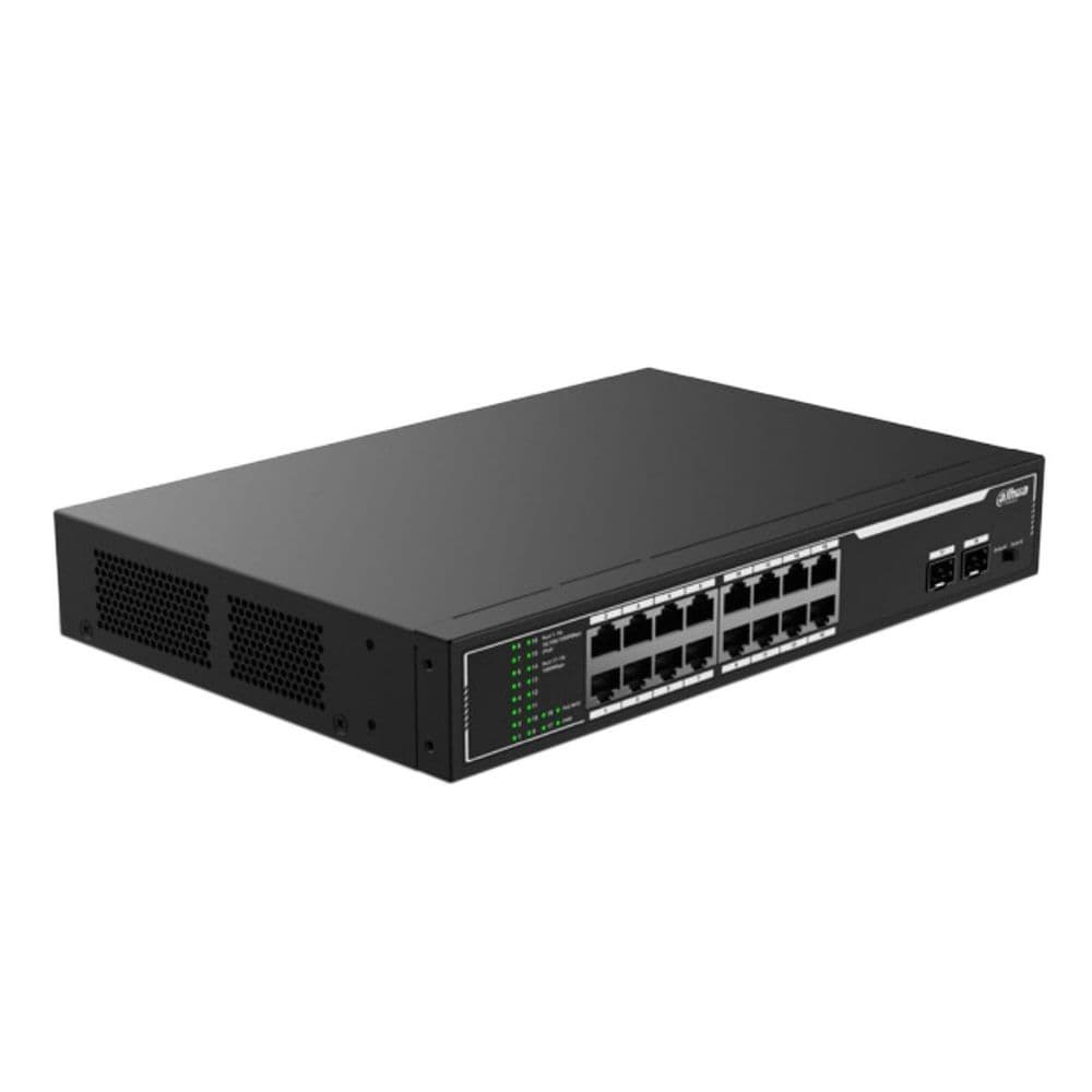 Коммутатор Dahua 18-port Gigabit RJ45 16-port PoE Switch, 135W, Metal case
