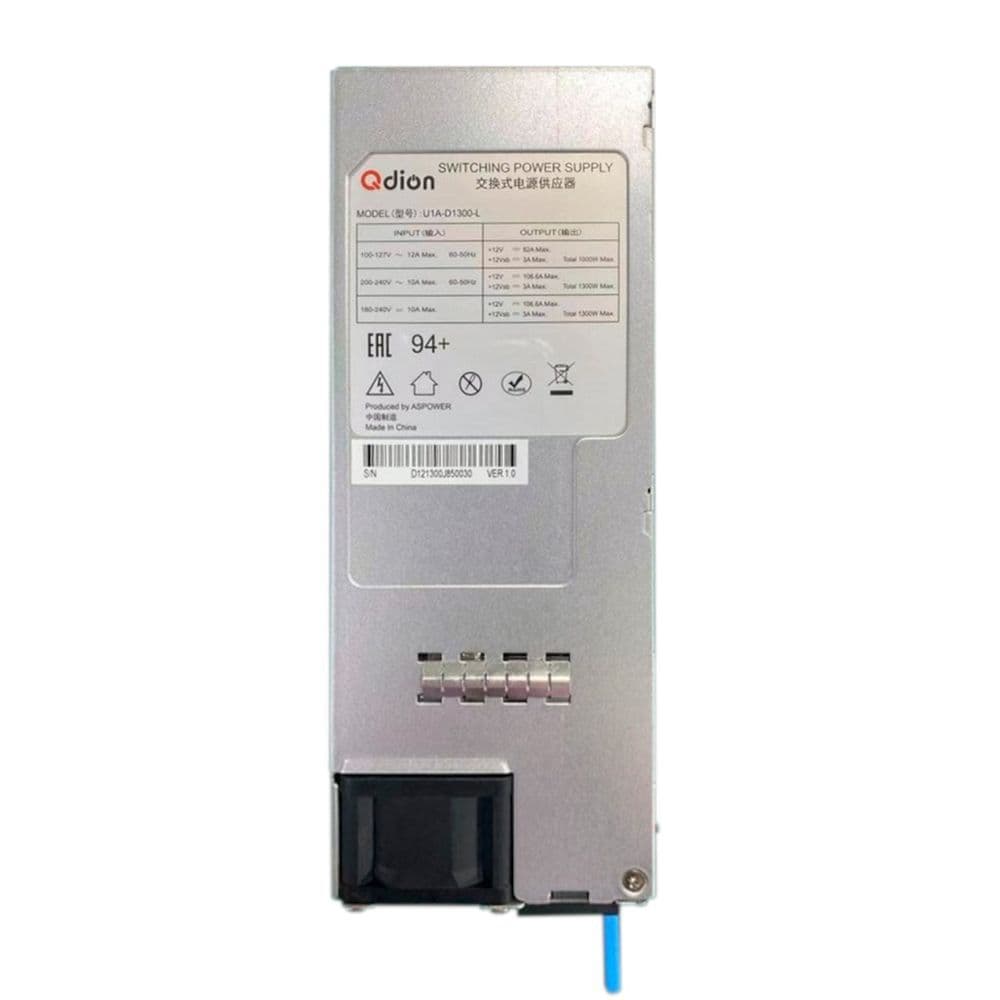 Блок питания серверный Qdion U1A-D1300-L CRPS 1300W (ШВГ=73.5*39*185mm), 94+ (ASPower) OEM