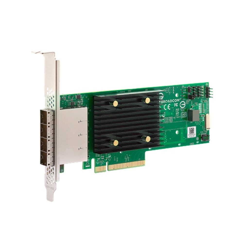 HBA-адаптер Broadcom 9500-16e SGL (05-50075-00 / 03-50075-00003) PCIe Gen4 x8 LP, Tri-Mode SAS/SATA/NVMe 12G HBA, 16port(4*ext SFF8644), 3816 IOC, RET