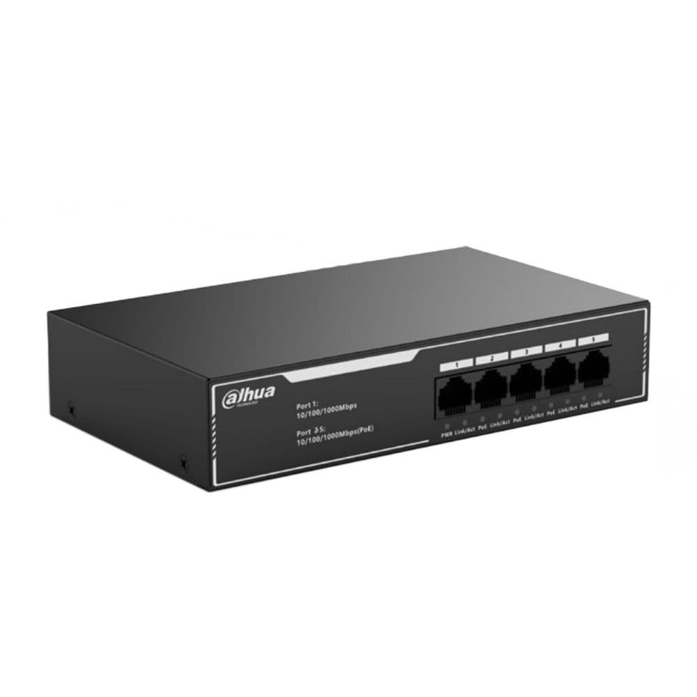 Коммутатор Dahua Bad Pack 5-port Gigabit RJ45 4-port PoE Switch, 36W, Metal case