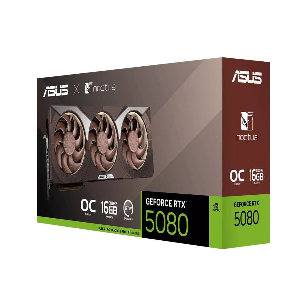 Видеокарта ASUS RTX5080 NOCTUA OC 16GB GDDR7 256bit 3xDP 2xHDMI 3FAN RTL (RTX5080-O16G-NOCTUA)
