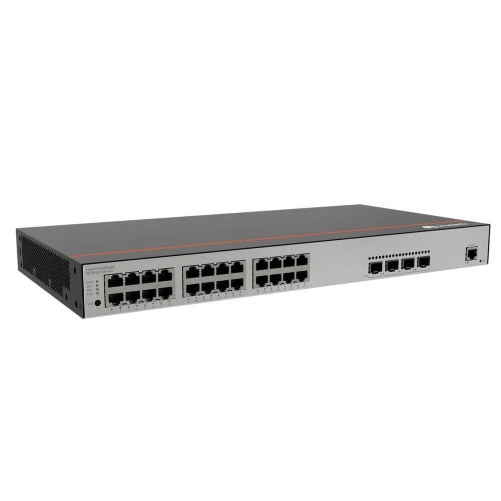 Коммутатор Huawei S5735-L24P4S-A-V2 (24*10/100/1000BASE-T ports, 4*GE SFP ports, PoE+, AC power, L-MLIC-S57L)
