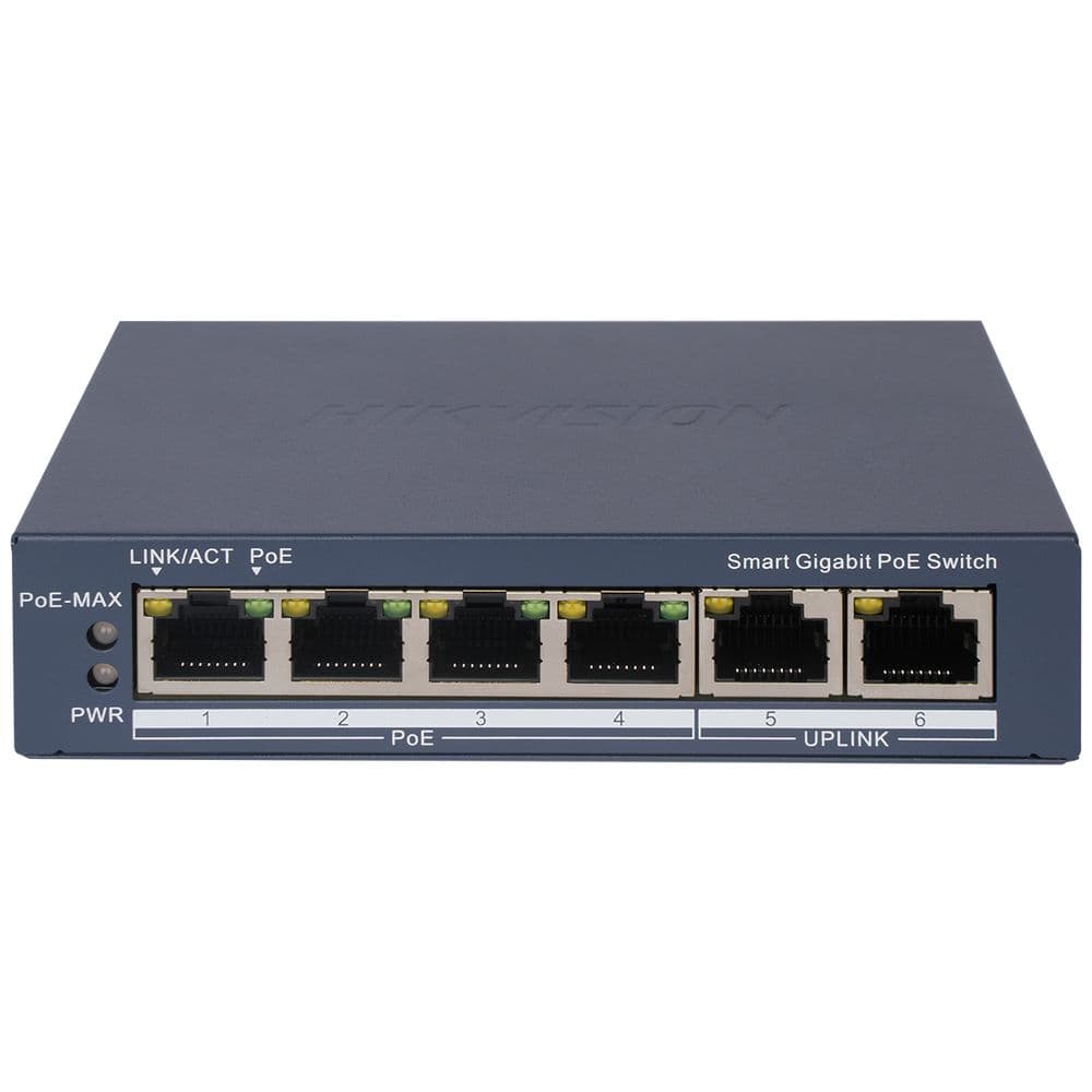 6 портовый гигабитный коммутатор Hikvision DS-3E1506P-EI c 4 портами PoE