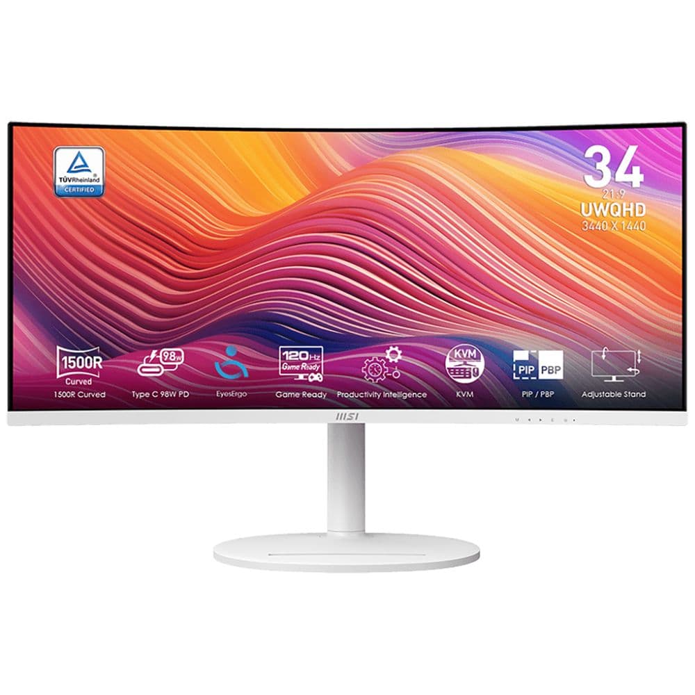 Монитор Bad Pack 34" MSI Modern MD342CQPW White (VA, 3440x1440, HDMI+HDMI+DP+Type C, 4 ms, 178°/178°, 300 cd/m, 3500:1 (100M:1), 120Hz, Spk, Curved 1500R)