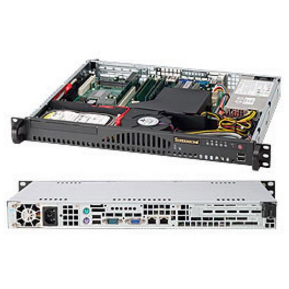 Корпус SuperMicro CSE-512-200B 14" D, 1U W/FRONT USB,HIGH-EFFICIENCY 200W,BLACK