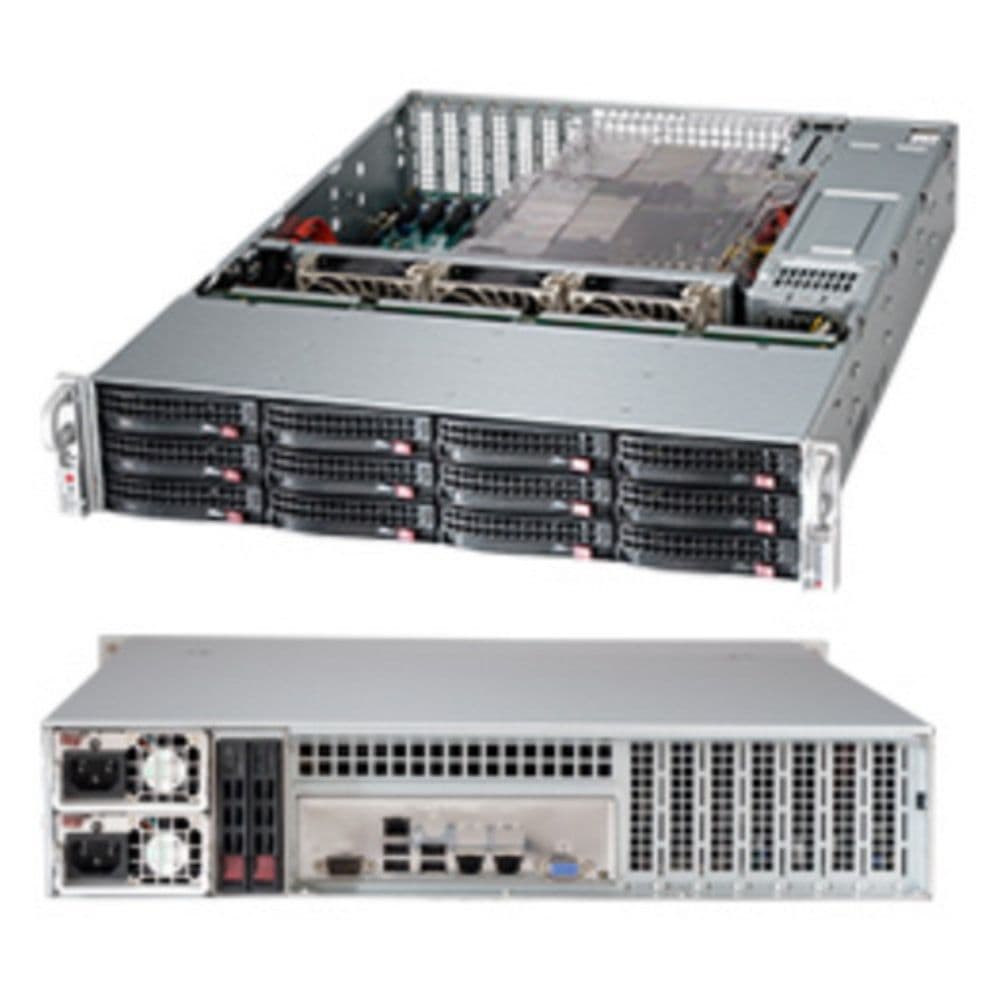 Корпус SuperMicro CSE-826BE26-R1K28LPB 2U, E-ATX, 1280 Вт, 12x 3.5" Hot-swap SAS/SATA HDD Bays, 437x89x64 мм, черный