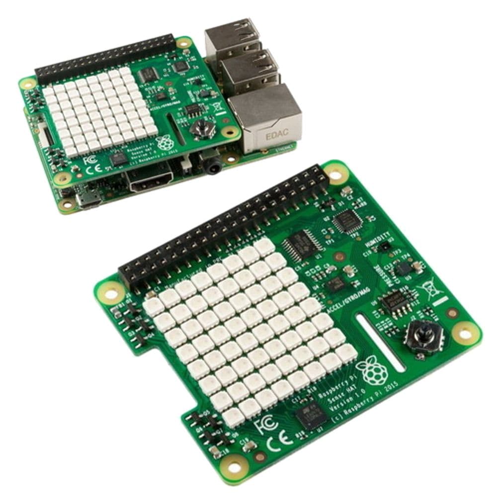 Плата ввода/вывода Raspberry Pi Raspberry Pi Sense Hat Retail, 8x8 RGB LED matrix, 5-button joystick, Sensors: Gyroscope, Accelerometer, Magnetometer, Temperature, Barometric pressure, Humidity (RASP1333)(894-9310)