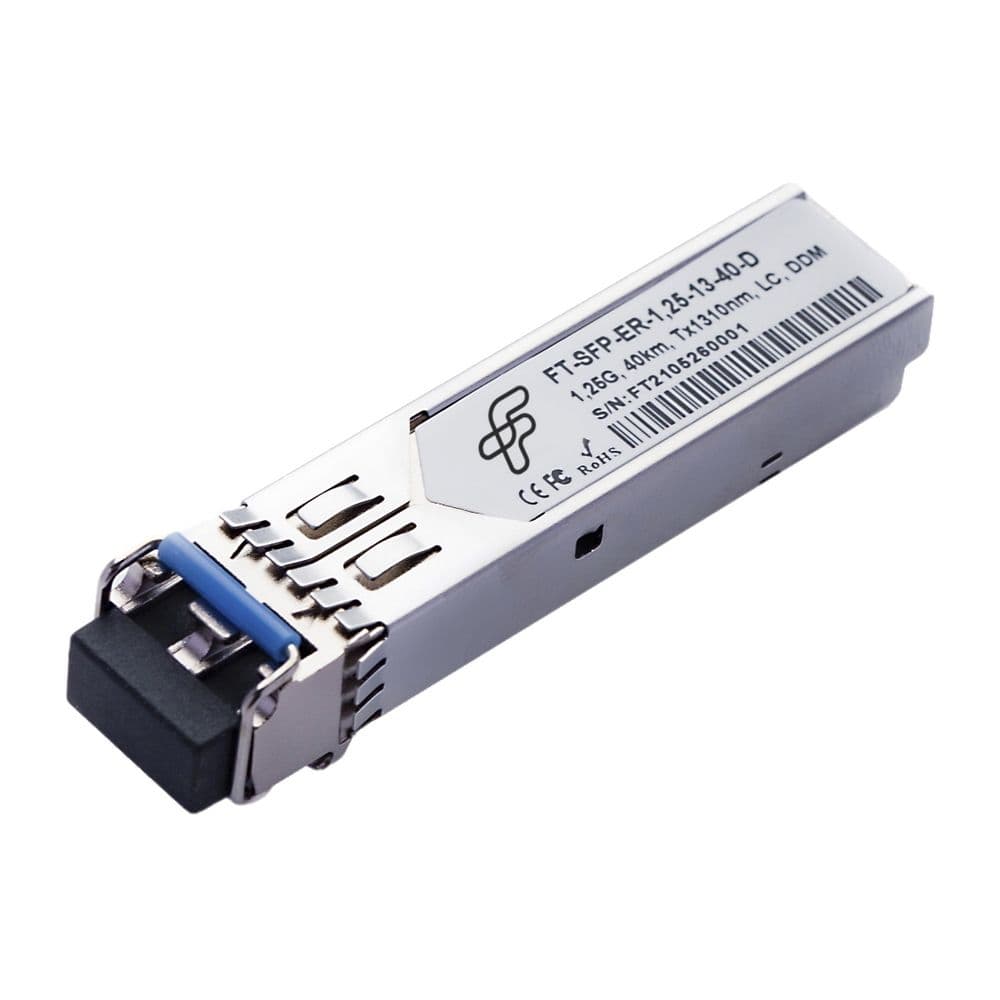 Волоконно-оптический приемопередатчик Fibertrade FT-SFP-ER-1.25-13-40-D Трансивер 1G, SFP, LC SMF 40km LX, 1310nm DBF laser, Сделано в России (Реестр Минпромторга), OEM