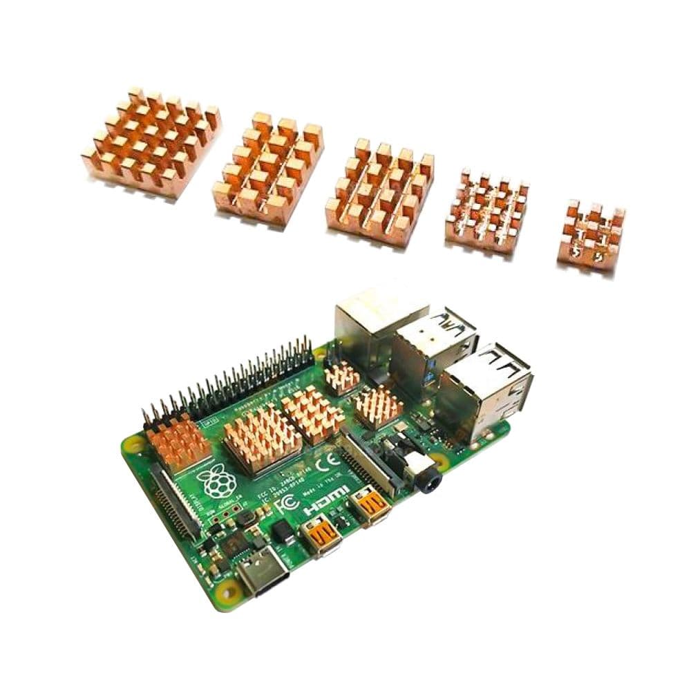 Набор радиаторов ACD RA603 ACD 5 in 1 Pure Copper HeatSink (15x10x4мм, 14x14x4мм, 13x11x4мм, 9x9x4мм и 7x7x4мм) for Raspberry 4B комплект из 5 шт
