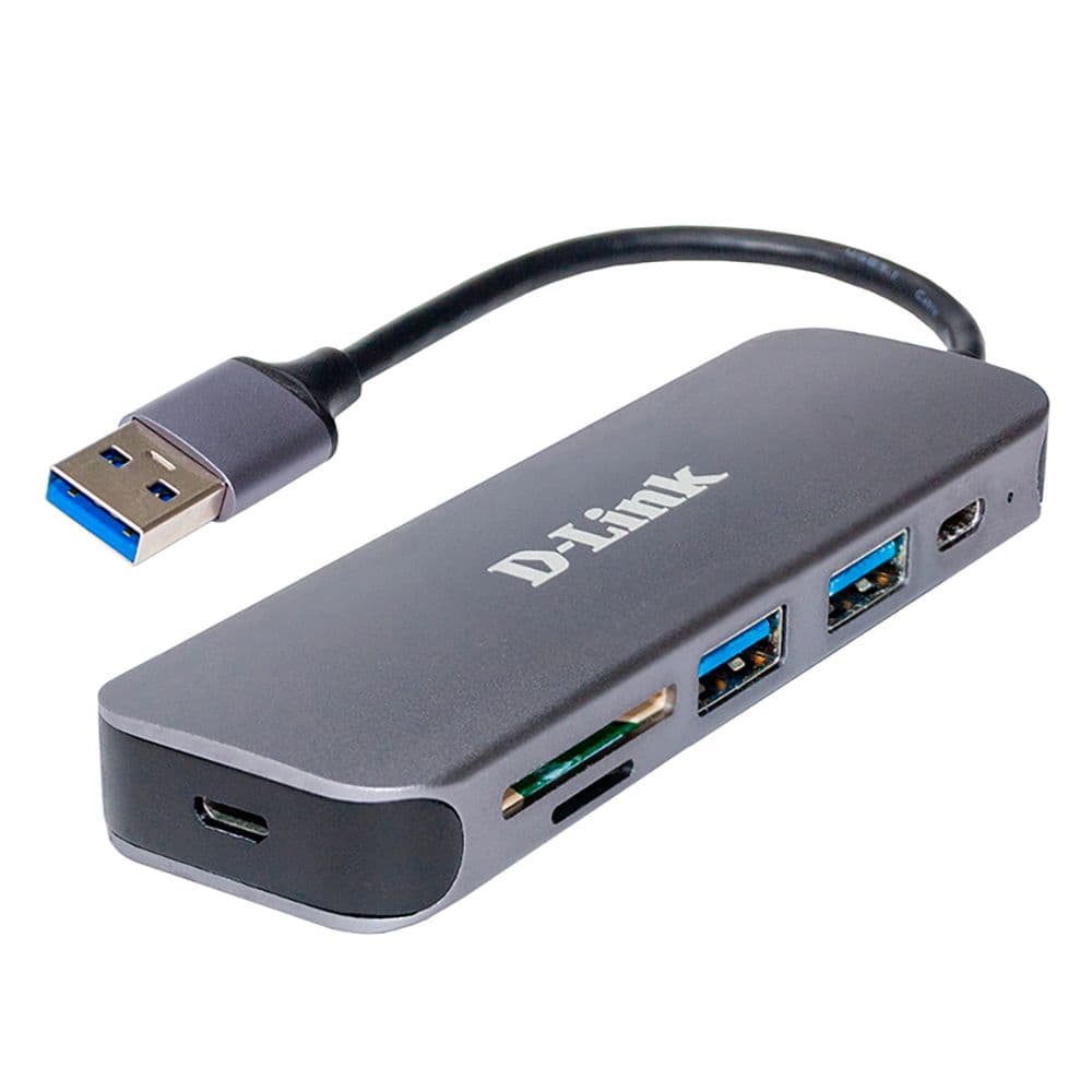Концентратор D-Link DUB-1325/A1A с 2 портами USB 3.0, 1 портом USB Type-C, слотами для карт SD и microSD и разъемом USB 3.0