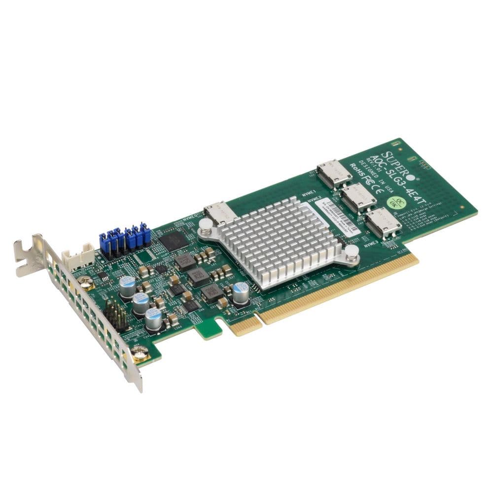 Контроллер SuperMicro AOC-SLG3-4E4T-O Quad port OCuLink retimer NVMe SSD add-on card for PCIe Gen3 x16 slot