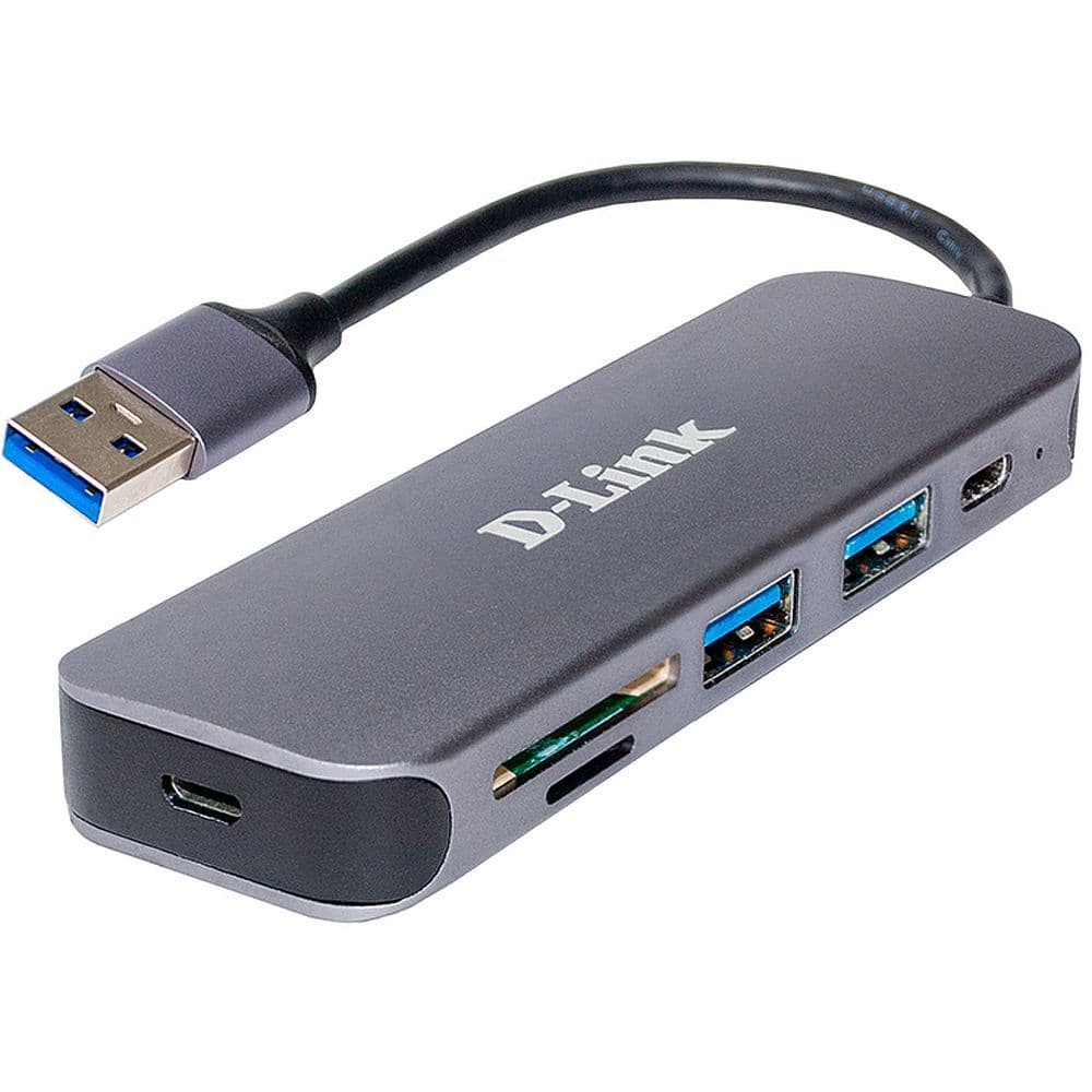 Концентратор D-Link DUB-1325/A2A с 2 портами USB 3.0, 1 портом USB Type-C, слотами для карт SD и microSD и разъемом USB 3.0