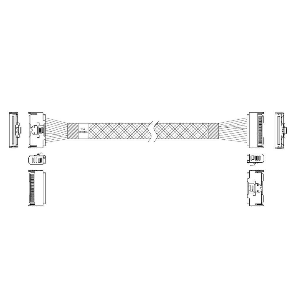 Кабель JPC P7321GB00800-3 Cable MCIO x8 74P (STRAIGHT TYPE) -TO- MCIO x8 74P (STRAIGHT TYPE), 85 Ohm, L:80cm