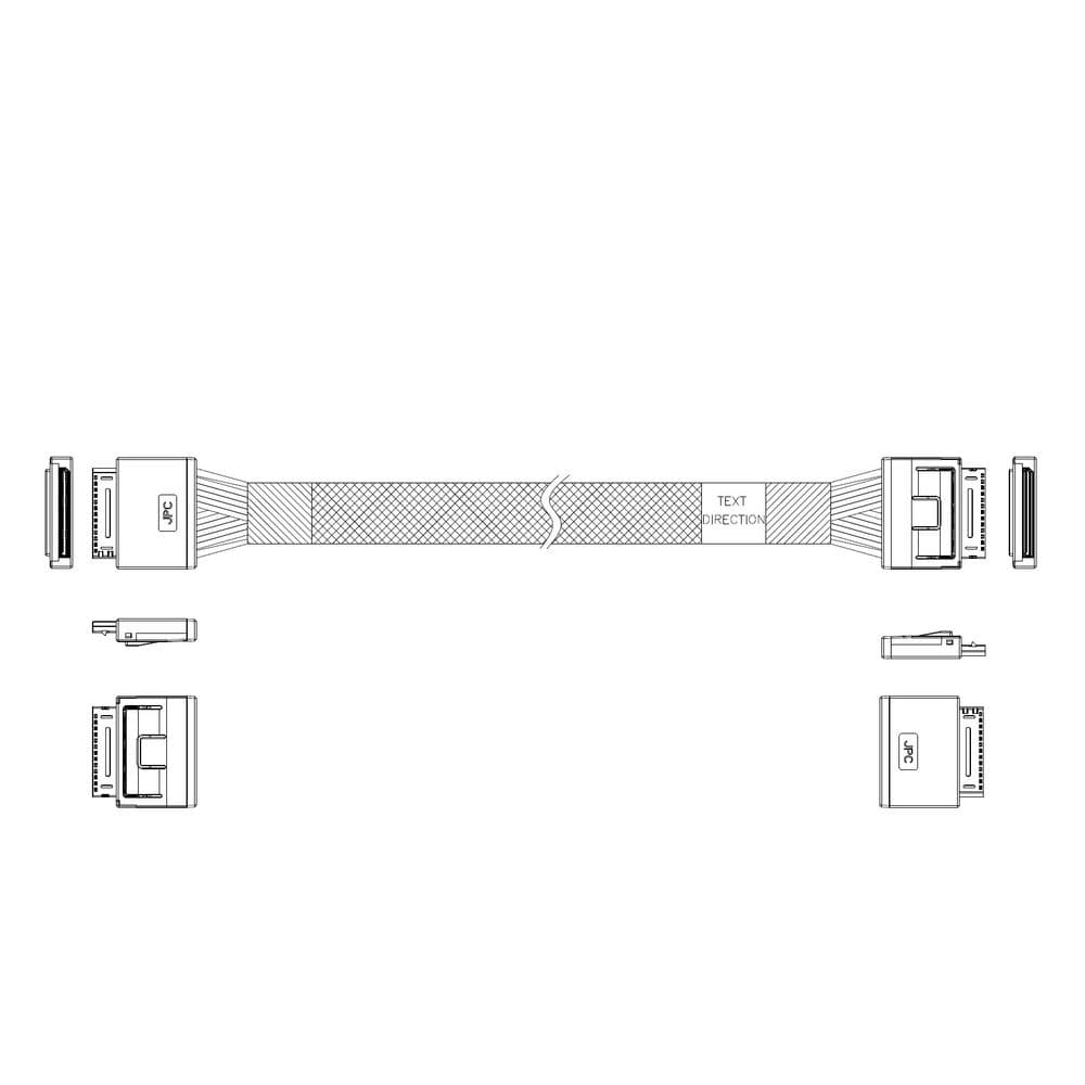 Кабель JPC P5200DR01000-1 Cable OCuLink x8 80P (прямой Straight Type) -TO- OCuLink x8 80P (прямой Straight Type), 85 Ohm, L:100cm