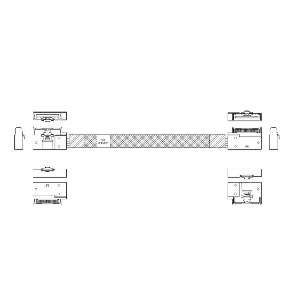 Кабель JPC P732EGB00800-1 Cable MCIO x8 74P (угловой Right Exit) -TO- MCIO x8 74P (угловой Right Exit), 85 Ohm, L:80cm