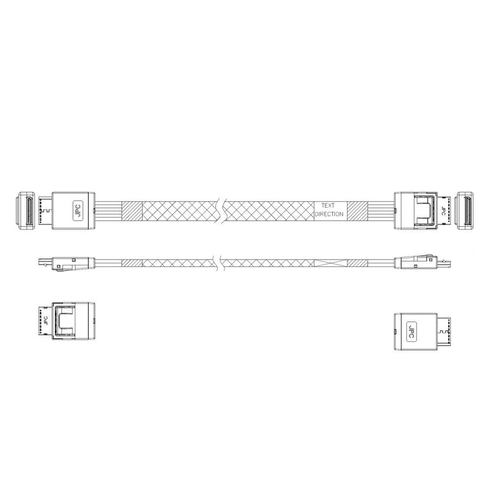 Кабель JPC P47SSDN01000-2 Cable OCuLink x4 42P (прямой Straight Type) -TO- OCuLink x4 42P (прямой Straight Type), 85 Ohm, L:100cm