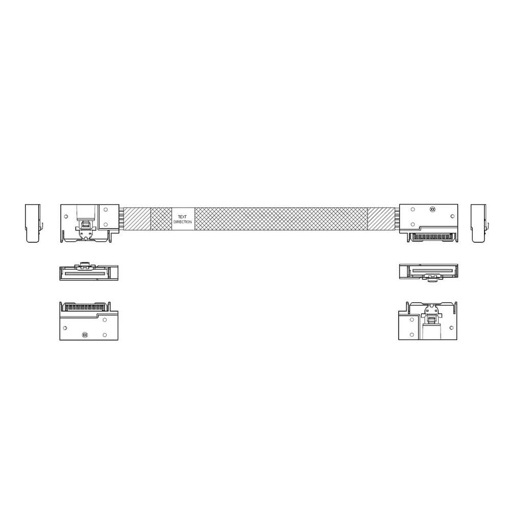 Кабель JPC P732FGB00800-1 Cable MCIO x8 74P (угловой Left Exit) -TO- MCIO x8 74P (угловой Left Exit), 85 Ohm, L:80cm