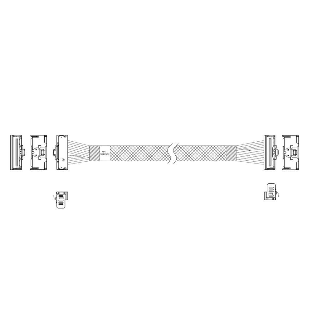 Кабель JPC P7323GB00800-1 Cable MCIO x8 74P (угловой Right Angle) -TO- MCIO x8 74P (угловой Right Angle), 85 Ohm, L:80cm