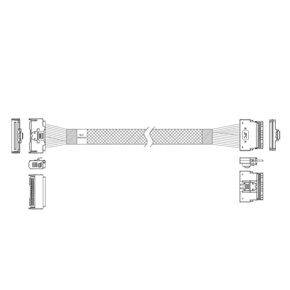 Кабель Amphenol RMC74-5874,, MCIO x8 74P (прямой Straight Type) TO Slimline SAS x8 74P (SFF8654, прямой Straight Type), 85 Ohm, L:100cm