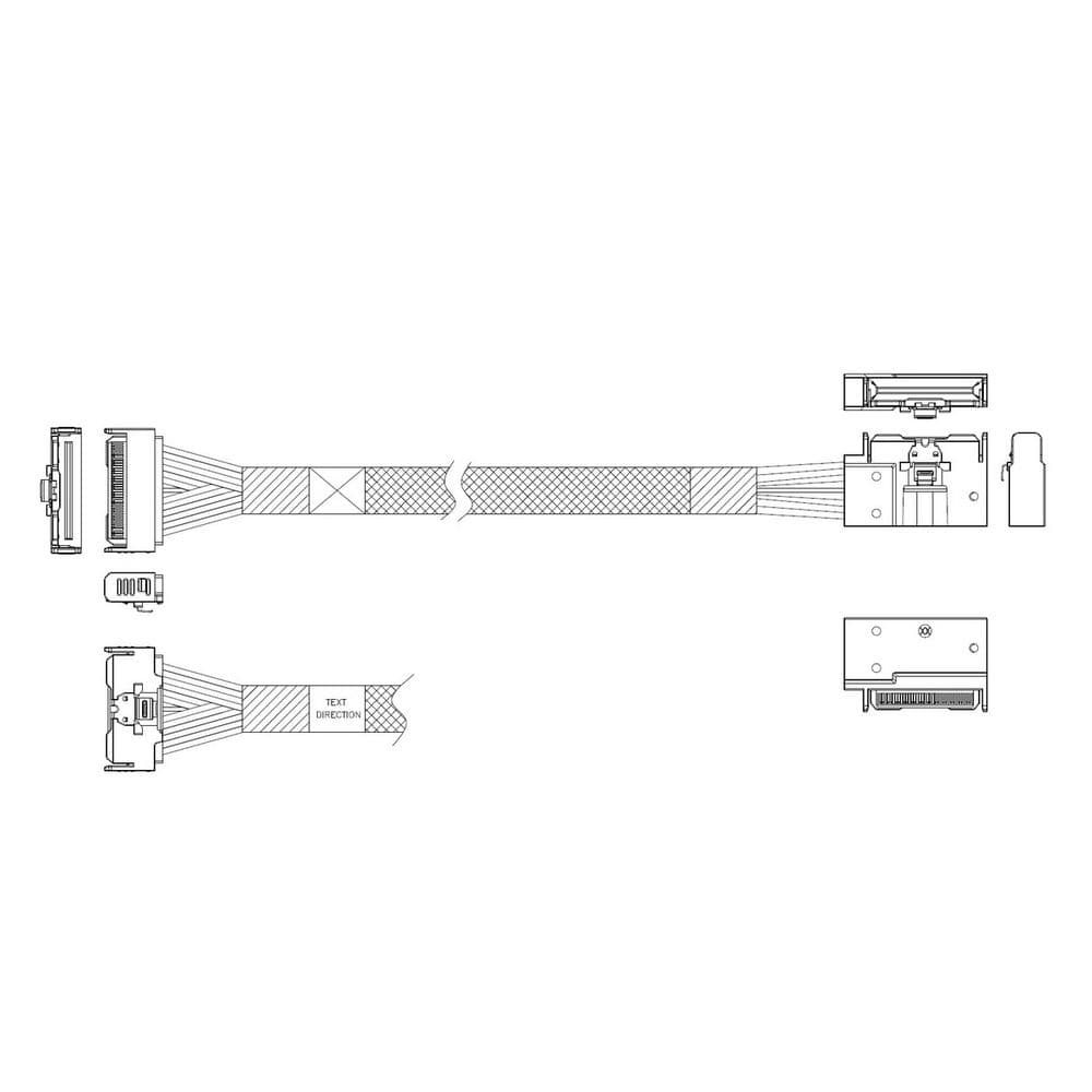 Кабель Luxshare L285MM002-SD-R Cable MCIO x8 74P (прямой Straight Type) -TO- MCIO x8 74P (угловой Left Exit), 85 Ohm, L:80cm ()